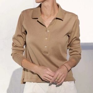 AYR Franny Polo Tee in Chipwich tan